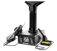 Solder Fume Extractor with Integrated Soldering Station and Hot Air Blower, Efficient Smoke Removal for Welding and Engraving, Versatile Functionality