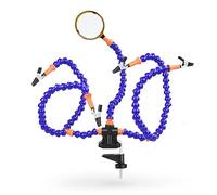 Solder Helping Hands Station Magnifying Glass Soldering Station Third Hand Tool 5pcs Flexible Arms with Clamp Swivel Holder.
