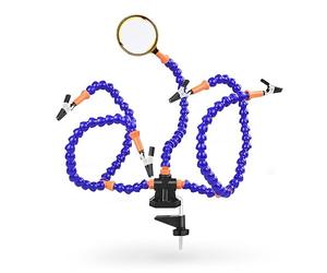 Solder Helping Hands Station Magnifying Glass Soldering Station Third Hand Tool 5pcs Flexible Arms with Clamp Swivel Holder.