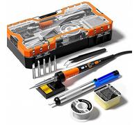 Solder Iron Premium Kit, 60W Soldering Gun with Ceramic Heater, 12-in-1 Tool, Adjustable Temperature 200 to 450°C, Includes Tip, Wire, Pump and Paste