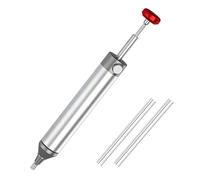 Solder Sucker Desoldering Pump 40cm-Hg Max Strong Suction, 150mm Grey Ergonomic One-Hand Desoldering Tool with Heat Resistant Silicone Nozzle for PCB Repair and Electronics DIY Projects