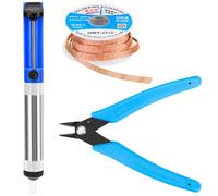 Solder Sucker Desoldering Pump, Desoldering Wick, Micro Shear Wire Cutter Pliers, 3 PCS Solder Removal Tool Set, Soldering Iron Assist Accessories DIY Kit