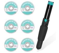 Solder Sucker Desoldering Pump Solder Wick Solder Remover Tool with 6 Braid Wicks Desoldering Vacuum Pump Solder Remover Tool Efficient Tin Suction Desoldering Pumps for Laboratory, Electronics(Black)