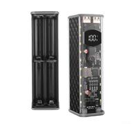 Solder- Transparent Power Bank Case for 8x18650 Cells, 22.5W/45W DIY Box with PD3.1 Fast Charge, Resistant ABS Housing(black 45W)