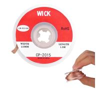 Solder Wick Braid with No-Clean Flux, High-Purity Copper Desoldering Wick for PCB Repair, Electronics DIY and Component Removal