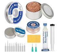 Solder Wick, Solder Iron Tip, Brass Cleaning Wire, Cleaning Sponge, Soldering Tip Cleaner & Solder Flux, Supplied By Wonderway (SWK-002)