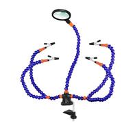 Soldering 3X Magnifier PCB Holder Soldering Station with 5Pcs Flexible Arms Welding Repairing Tool 1Pcs(Blue)