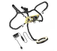 Soldering Aid with LED Light Flexible Clamp Arm PCB Holder | Tri-claw flex pipe, multiple angles, PCB fixation, ideal soldering, precise work
