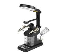 Soldering Helping Hands Magnifier Station, 3X 4.5X 25X USB Electric Magnifier Soldering Holding Devices with LED Lights and Alligator Clips(Black)
