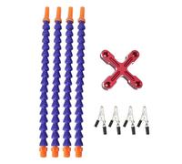 Soldering Helping Hands with 4 Flexible Arms, Aluminum Alloy Base, 4 Clips for Assembly and Repair - Adjustable Positioning, Heat, Ideal for Jewelry Making and (Red)