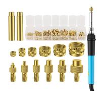 Soldering Iron Heat Insert Kit - ABS Metal Heater Adapter Welding Tool, 6 Piece Press Heads with M2 to M8 Thread Inserts, 130 Brass Inserts Included | Portable Heat Resistant