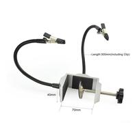 Soldering Iron Holder with Magnifier and Adjustable Third Hand Tool for Electronics Work - Metal Base, Flexible Arms, 250 mm Length, Silver/Black