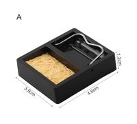 Soldering Iron Holder with Metal Base and Clean Sponge, Compact 46x38x12mm Bakelite Spring Stand for Desoldering Equipment, Black (A)