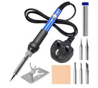 Soldering Iron Kit,60W Adjustable Temperature Soldering-Iron with 5 Pcs Different Solder Tips & Stand & Solder Wire & Sponge,Ideal for Electronics Repair & DIY Projects (60W)