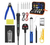 Soldering Iron Kit 80W, 15-in-1 LCD Adjustable Temperature 180-520°C Electric Soldering Iron with 5 Tips, Desoldering Pump, Solder Wire, Wire Stripper, Cutter, Stand, Tweezers & Case