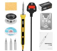 Soldering Iron Kit Electric with Switch 60W Adjustable Temperature200℃ - 450 ℃ Soldering Gun Welding Tools Portable Solder Iron Kit with 5 Solder Tips Wire Stripper Cutter