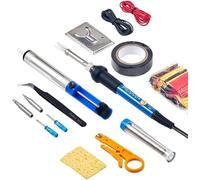 Soldering Iron Kit Electronics, Soldering Iron 60W Adjustable Temperature, Solder Wire, Wire Stripper, Desoldering Pump, Tweezers, Solder Tips, Mini Stand, Screwdrivers, Heatshrink Tubes from Plusivo