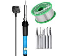 Soldering Iron Kit Electronics UK Plug Operating Temperature Range 200°C to 450°C with 5Pcs Different Solder Tips, Solder Wire for Variously Electronic Repair