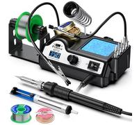 Soldering Iron Kit, Preciva 927II Welding Station Set with 2 Helping Hands, 90-480℃ Temp Adjustable, 130W LCD Solder Station with 5 Tips, ℉/℃ Buttons, Sleep and Thermostat Control Function