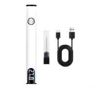 Soldering Iron Pen, Portable Multifunctional USB Wire Burner with LED Battery Display, 3-Level Adjustable 510 Connector Tool(white)