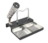 Soldering Iron Stand Dual Slot Metal Rack for Safe Tool Storage - Efficient Workspace Organizer for Technicians Black Silver Finish 110x110x130mm