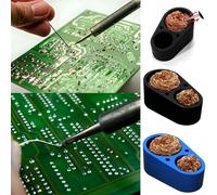 Soldering Iron Tip Cleaner, Dual Ball Cleaning Tool with Soft Silicone Base for Efficient for Tin Slag Removal, Compatible with Most Soldering Irons(Blue)