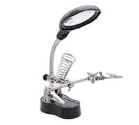Soldering Magnifying Glass with LED Lamp Helping Hands Stand 3.5X 12X Magnifier Soldering Holding Devices with Alligator Clips for Assembly,Repair,Modeling,Crafts MG16126-A