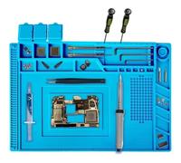 Soldering Mat, Heat-Resistant Silicone Work Pad, Anti-Static & Magnetic Surface, Scale Ruler & Screw Position Guide, for Electronics, Soldering, Phone, Laptop, Watch Repair, 45x30cm