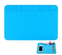 Soldering Mat, Silicone Repair Mat, 30x20cm Heat Resistant Work Mat, Resistant Insulation Soldering Pad, Non-Slip Work Station Pad for Repair Phone Computer Watch Electronics (Blue)