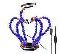Soldering PCB Holder Tool Six Arms Helping Hands Third Hand Crafts Repair Helping Welding Station USB LED Magnifier