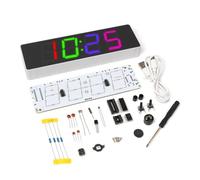 Soldering Practice Kit, 4-digit RGB Colorful LED Digital Clock Kit Digital Alarm Clock Electronic Practice Learning Board DIY Kit for Adults Digital Soldering Project Kit