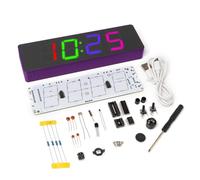 Soldering Practice Kit, 4-digit RGB Colorful LED Digital Clock Kit Digital Alarm Clock Electronic Practice Learning Board DIY Kit for Adults Digital Soldering Project Kit