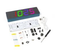Soldering Practice Kit, 4-Digit RGB Colorful LED Digital Clock Kit Digital Alarm Clock Electronic Practice Learning Board DIY Kit for Adults Digital Soldering Project Kit