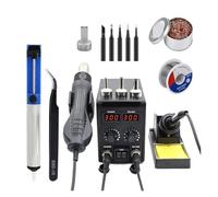 Soldering Station 2 in 1 750W Hot Air Gun LCD Dual Digital Display Electric Iron SMD Welding Rework Fast and Accurate(KIT3)