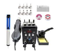 Soldering Station 2 in 1 Digital ESD Hot Air Blower Heat Gun Welding Solder Iron SMD Desoldering Rework Station Tools(KIT4)