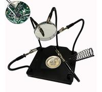 Soldering Station Helping Hands with Magnifying Glass Third Hand Stand Solder Tool PCB Holder Circuit Board Soldering Kit - Heavy Duty Base Plate | Four Flexible Arms