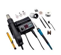 Soldering Station LCD Digital 2 in 1 750W Hot Air Gun Rework SMD Iron for BGA PCB IC Welding Repair Tools Rapid Heating(Package C)