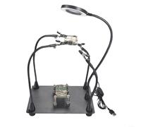 Soldering Station with 3x Magnifier, 5-Arm Helping Hands & Dual-Mode LED Light, 360° Rotatable PCB Repair Worktable for Electronics Welding, USB Powered, Sturdy Metal Fixing Fixture
