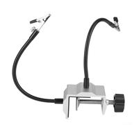 Soldering Third Hand Tool With Magnifier Lens Flexible Metal Arms Stable Base Lightweight For DIY Electronics Black Silver Adjustable Position