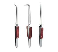 Soldering Tweezers Set - Cross Lock Fiber Grip Tools for Electronics, Jewelry & RV Water Pump Repair - 6.5" 45° & Straight + 6" 90° Angled Solder Tweezers - 3 Pc Bundle