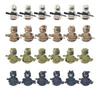Soldier Action Figures, 24PCS Plastic Mini Army Action Figures Easy to Assemble Toy Soldiers with Machine Gun, Helmet, Headphone and Vestfor Kids History Lovers Gifts