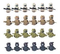 Soldier Action Figures 24PCS Plastic Mini Army Easy Assemble Machine Gun Helmet Vest Kids Gifts