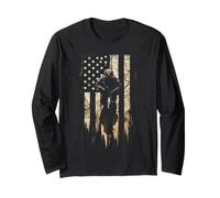 Soldier American Flag Grunge Long Sleeve T-Shirt