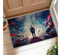 Soldier Area Rug, Patriotic Celebratory Fireworks Flags Independence Day Red Low Pile Aesthetic Doormat Rectangle Accents Rug Bathroom Laundry Room Kitchen Entryway Decor 2' X 3'