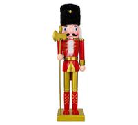 Soldier Christmas Nutcracker Wooden Statue Collection Festive Decoration | Traditional Painted Nutcracker Figurines Accessories for Shelf Fireplace Parties Closet Worktop Windows