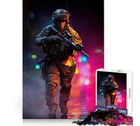 Soldier Combat Gear Rifle 1000 Piece Jigsaw Puzzles for Adults Teenagers Solid Logic Toy Quiet Fun Precision Cut Santa Wish Pick (38x52cm)