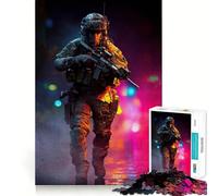 Soldier Combat Gear Rifle Jigsaw Puzzle for Adults 1000 Pieces Mind Puzzle Calm Pastime Image Assembly Lovely Present (38x26cm)