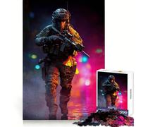 Soldier Combat Gear Rifle Jigsaw Puzzle for Adults 1000 Pieces Mind Puzzle Calm Pastime Image Assembly Lovely Present (38x26cm)