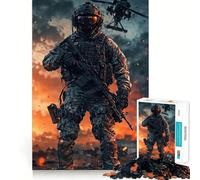 Soldier Combat Zone Helicopter 1000 Pieces Jigsaw Puzzles for Adults Strengthen Memory Casual Fun Clean Edge Classic Gift (50x75cm)
