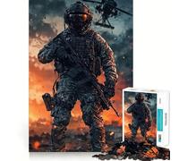 Soldier Combat Zone Helicopter Jigsaw 1000 Pieces for Teenagers Strengthen Memory Calm Relax Smooth Edge Amazing Present (38x52cm)